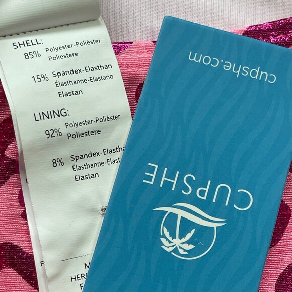 Cupshe Pink Leopard Print One Piece Swimsuit Womens Size Large Shiny Strappy NEW - Picture 5 of 11